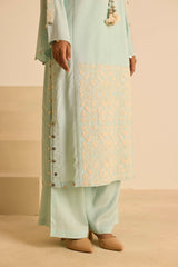Sukoon Sky Blue Front Panel suit with Dupatta