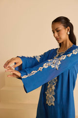 Sukoon Blue Straight suit set with Dupatta