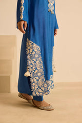 Sukoon Blue Straight suit set with Dupatta