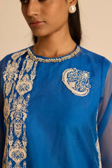 Sukoon Blue Organza Top Set
