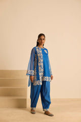 Sukoon Blue Organza Top Set