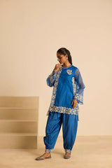 Sukoon Blue Organza Top Set