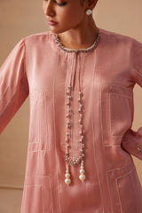 Sanjh Ruhani Dress - Blush Pink Full Length Dress - RTS