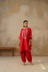 Noor Red Kaftan Suit Set