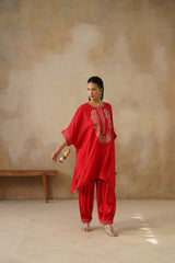 Noor Red Kaftan Suit Set