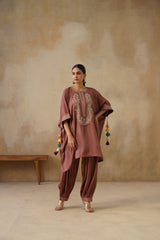 Noor Brown Kaftan Suit Set