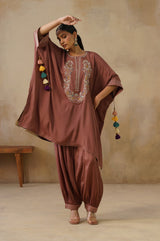 Noor Brown Kaftan Suit Set
