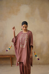Noor Brown Kaftan Suit Set