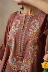 Noor Brown Kaftan Suit Set