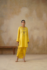 Noor Yellow Drape Skirt Set