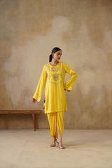Noor Yellow Drape Skirt Set