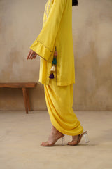 Noor Yellow Drape Skirt Set