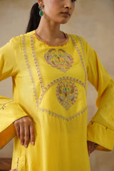 Noor Yellow Drape Skirt Set