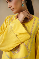 Noor Yellow Drape Skirt Set