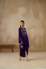 Noor Purple Drape Skirt Set