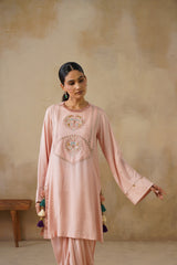 Noor Pink Drape Skirt Set