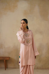 Noor Pink Drape Skirt Set