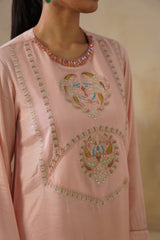 Noor Pink Drape Skirt Set