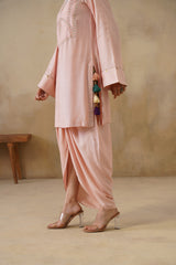 Noor Pink Drape Skirt Set