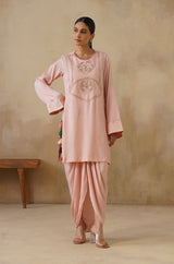 Noor Pink Drape Skirt Set