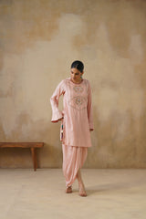 Noor Pink Drape Skirt Set
