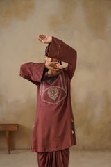 Noor Brown Drape Skirt Set