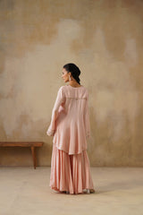 Noor Pink Coat set with Garara
