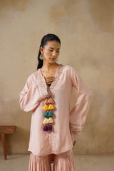 Noor Pink Coat set with Garara