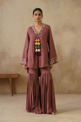 Noor Brown Coat set with Garara