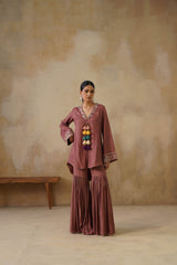 Noor Brown Coat set with Garara