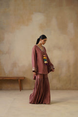 Noor Brown Coat set with Garara