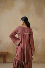 Noor Brown Coat set with Garara