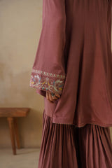 Noor Brown Coat set with Garara