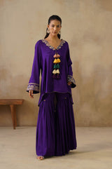 Noor Purple Coat set with Garara