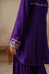 Noor Purple Coat set with Garara