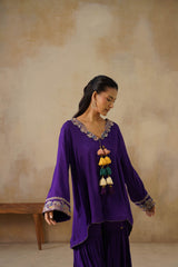 Noor Purple Coat set with Garara