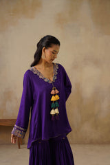 Noor Purple Coat set with Garara