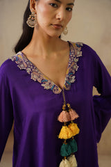 Noor Purple Coat set with Garara
