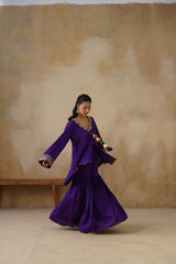 Noor Purple Coat set with Garara