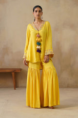 Noor Yellow Coat set with Garara