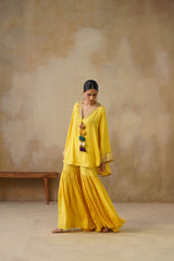 Noor Yellow Coat set with Garara