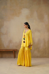 Noor Yellow Coat set with Garara