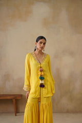 Noor Yellow Coat set with Garara