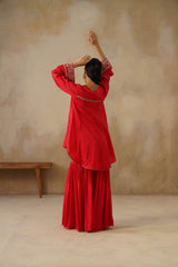 Noor Red Coat set with Garara