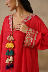 Noor Red Coat set with Garara