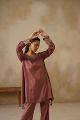 Noor Brown Drape Top Set