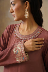 Noor Brown Drape Top Set