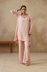 Noor Pink Drape Top Set