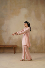 Noor Pink Drape Top Set