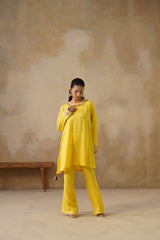 Noor Yellow Drape Top Set